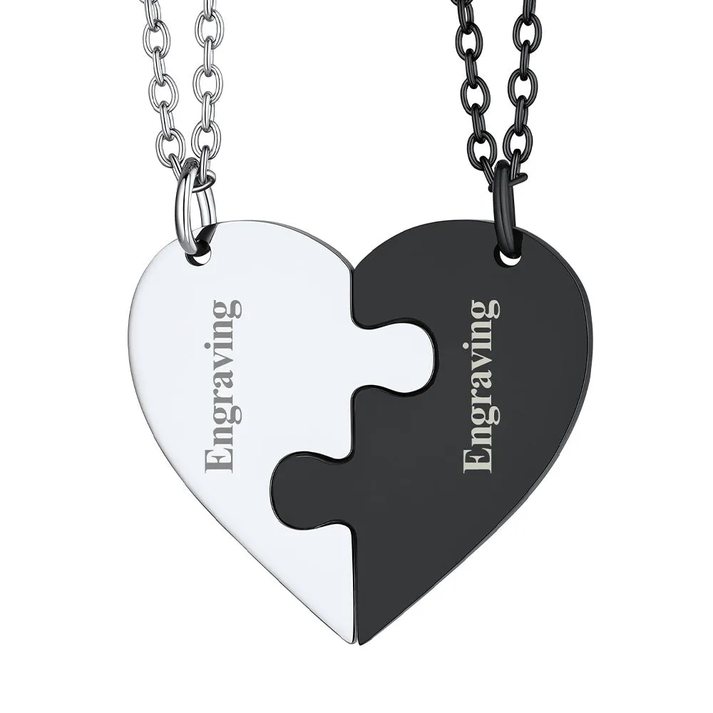 Personalized Heart Puzzle Necklaces for Couples Friends Family BF