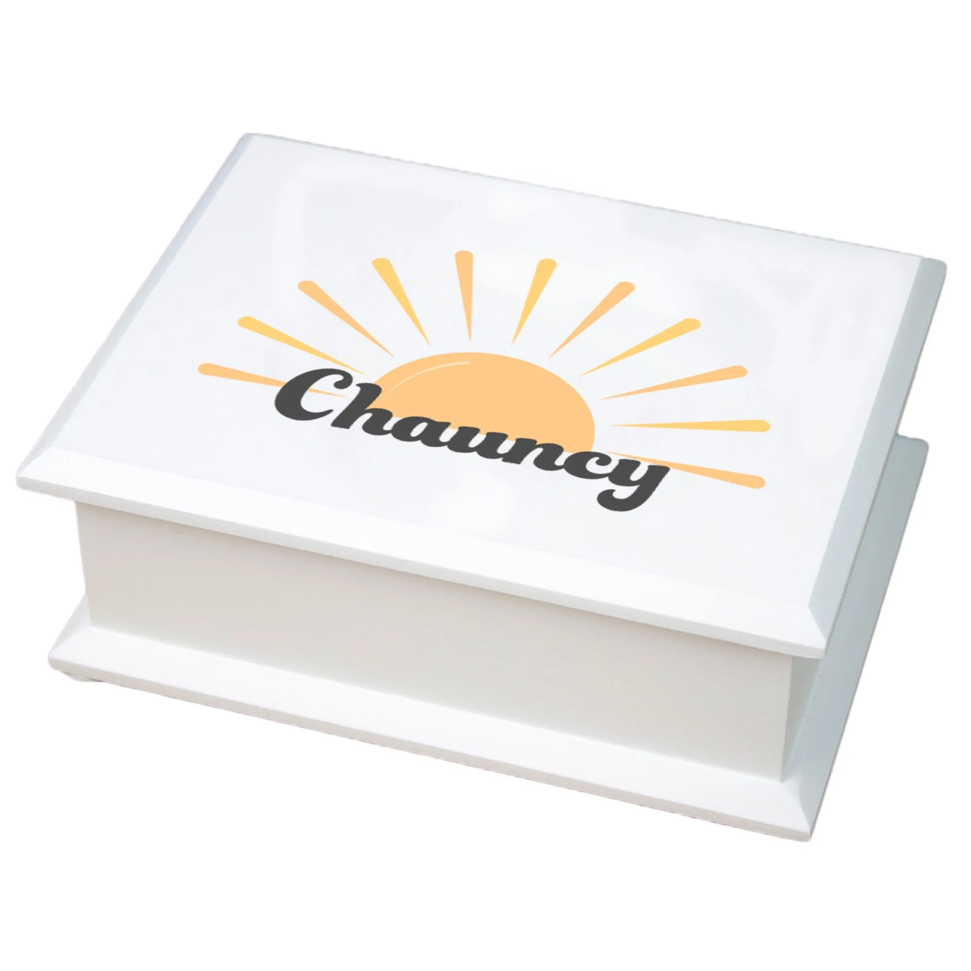 Personalized Lift Top Jewelry Box - Retro Sunburst