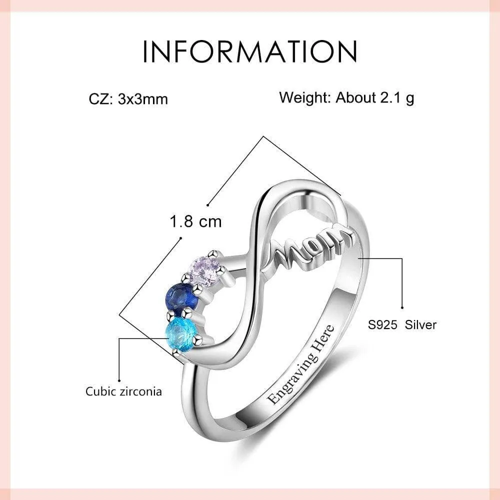 Personalized Mothers Rings with 3 Birthstones