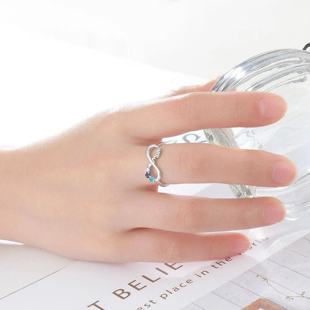 Personalized Mothers Rings with 3 Birthstones