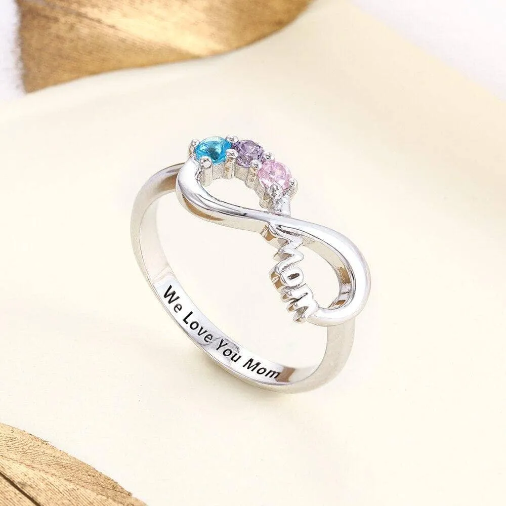 Personalized Mothers Rings with 3 Birthstones