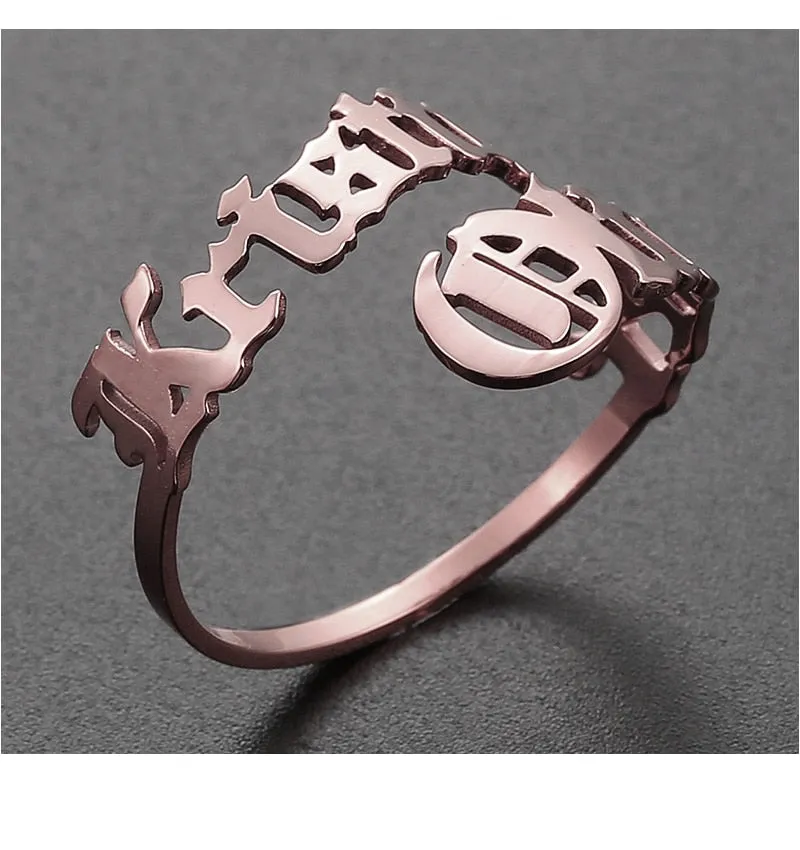 Personalized Name Rings Custom 17 Font Letter Adjustable Ring