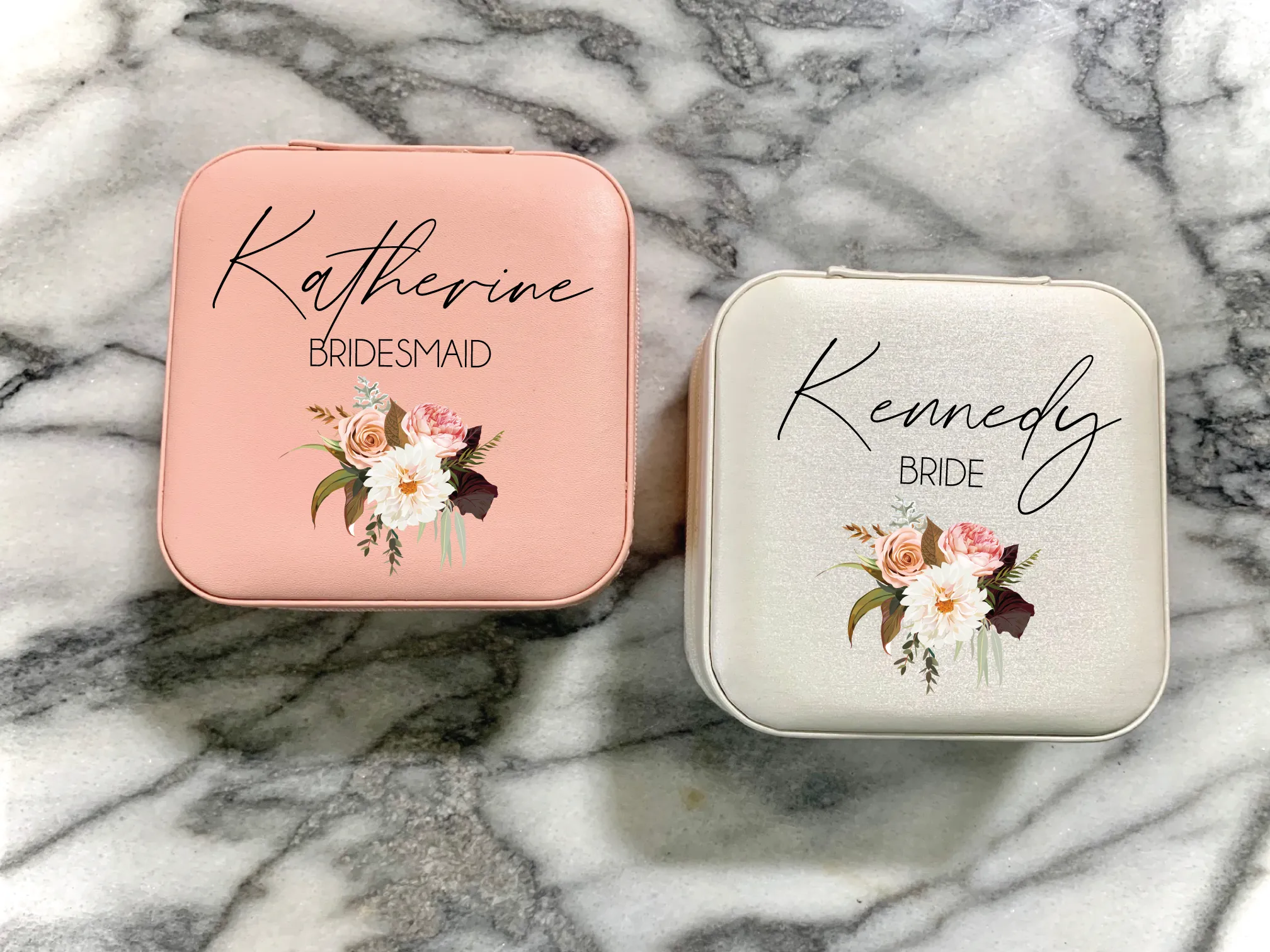 Personalized small travel jewelry box - name