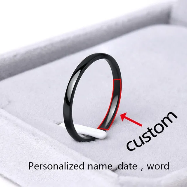 Personalized wedding Bands Stainless Steel Rings Rose Gold