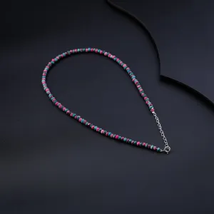 Pink & Green Sapphire Silver Necklace