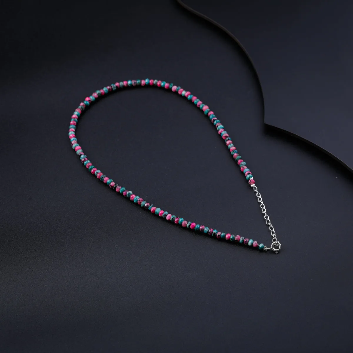 Pink & Green Sapphire Silver Necklace