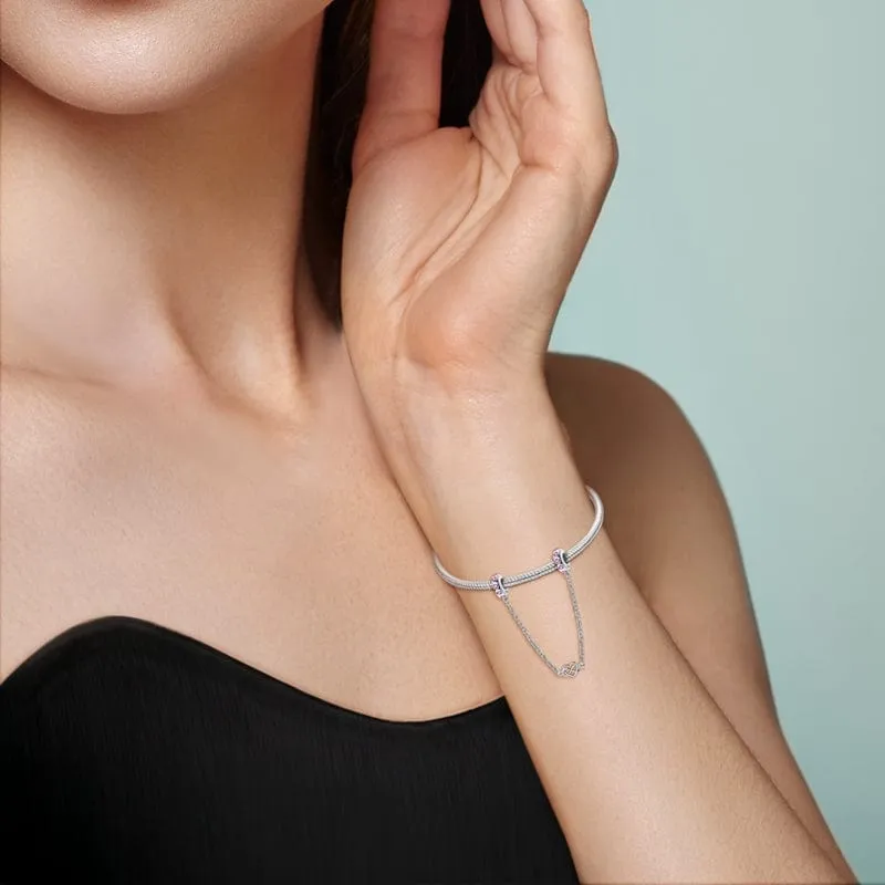 Pink Heart Gems & Infinity Love Safety Chain
