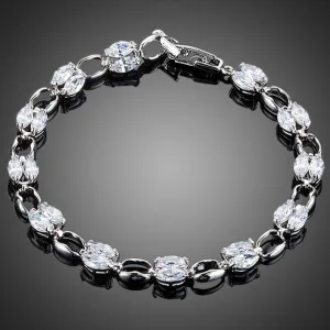 Platinum Plated Toggle Clasp Bracelet