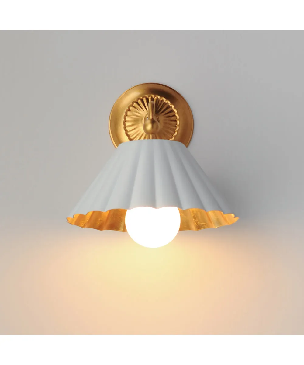 Primrose 1-Light Wall Sconce Matte White / Gold Leaf