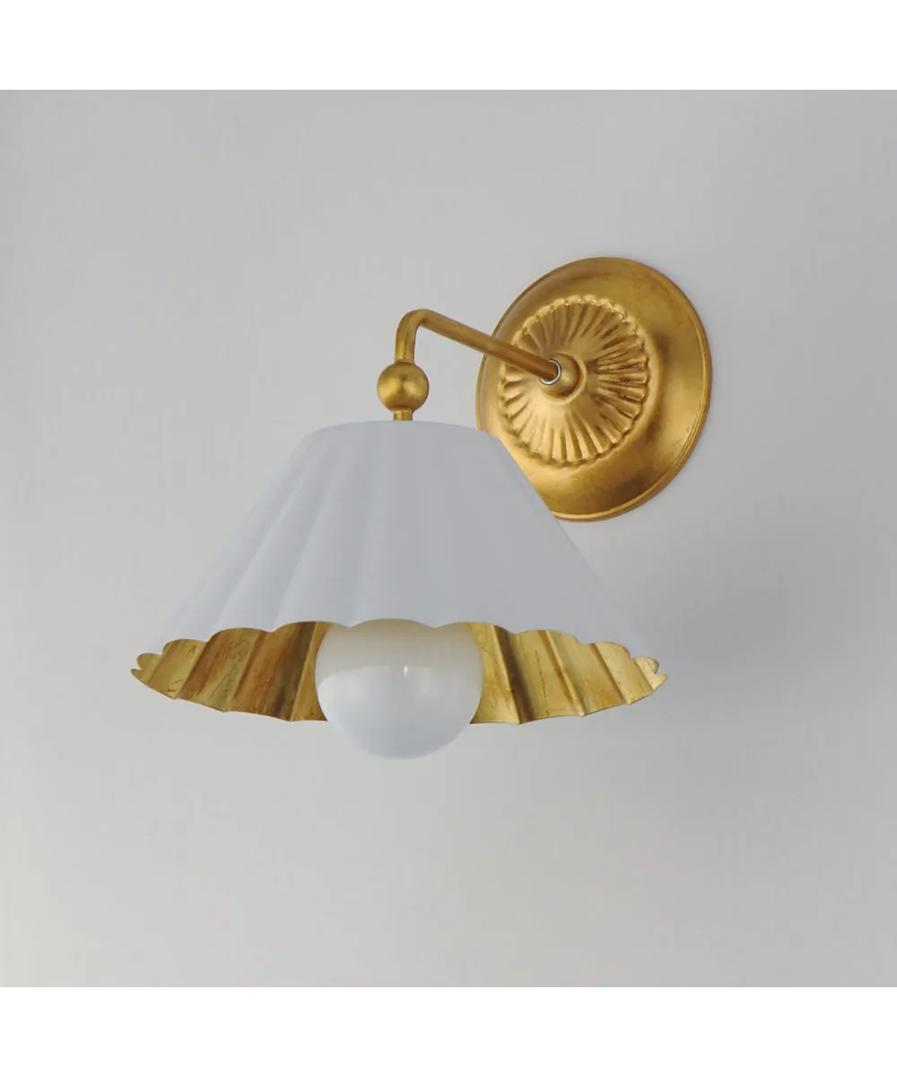 Primrose 1-Light Wall Sconce Matte White / Gold Leaf