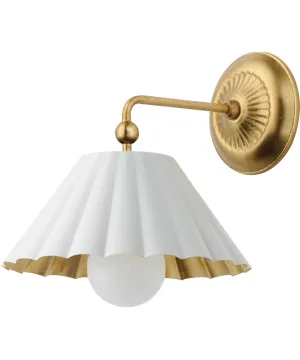 Primrose 1-Light Wall Sconce Matte White / Gold Leaf