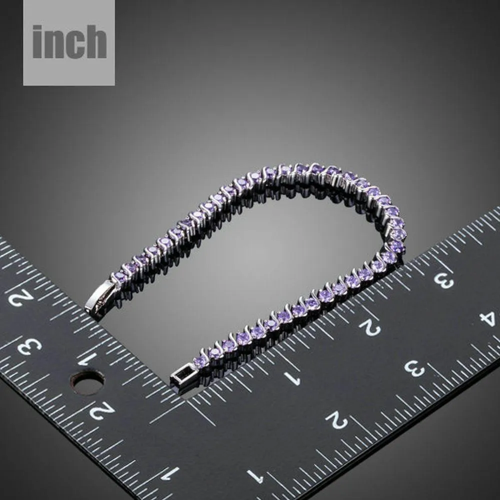 Purple Toggle Clasp Cubic Zirconia Bracelet -MBR0106