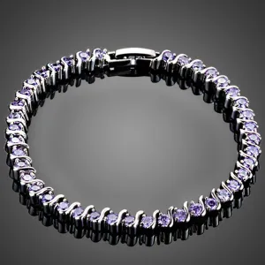 Purple Toggle Clasp Cubic Zirconia Bracelet -MBR0106