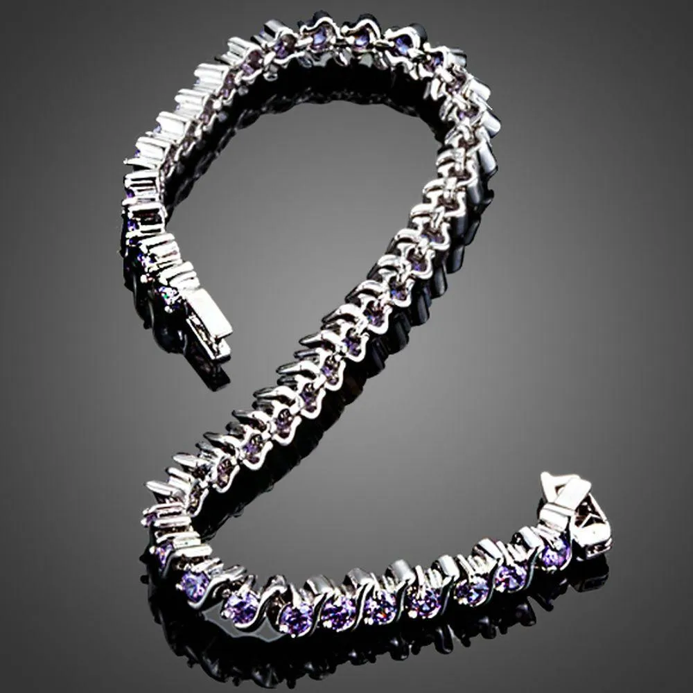 Purple Toggle Clasp Cubic Zirconia Bracelet -MBR0106