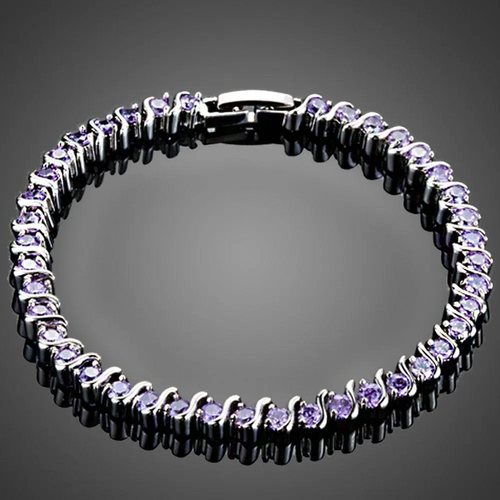 Purple Toggle Clasp Cubic Zirconia Bracelet -MBR0106