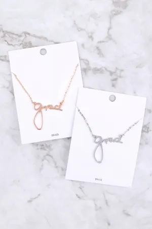 "GRACE" PERSONALIZED CHARM PENDANT LONG NECKLACE
