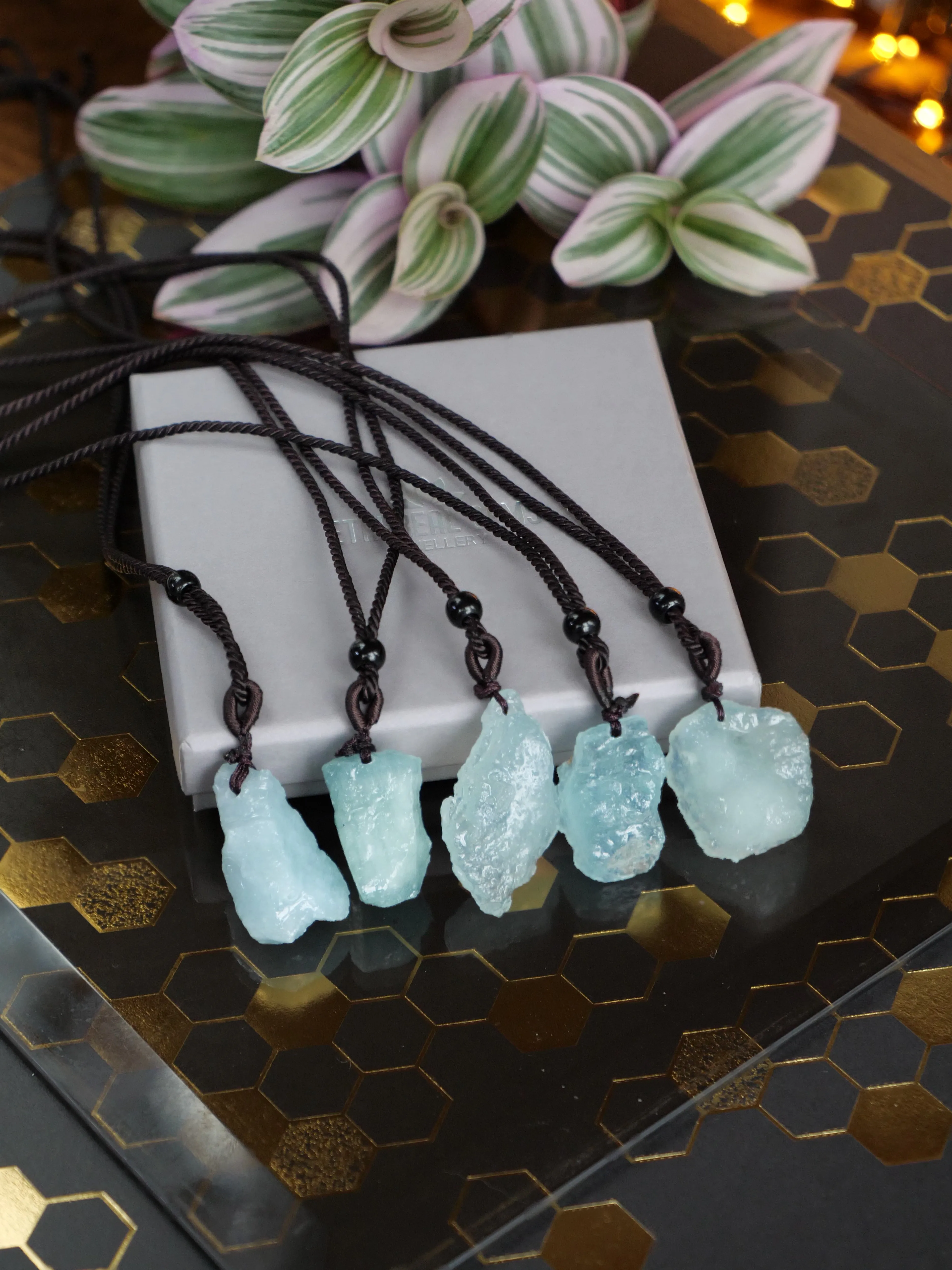 Raw Aquamarine Pendant Natural Adjustable Gemstone Necklace, Genuine Top Grade Gift Jewelry, Women Men Fashion Crystal Energy Jewellery