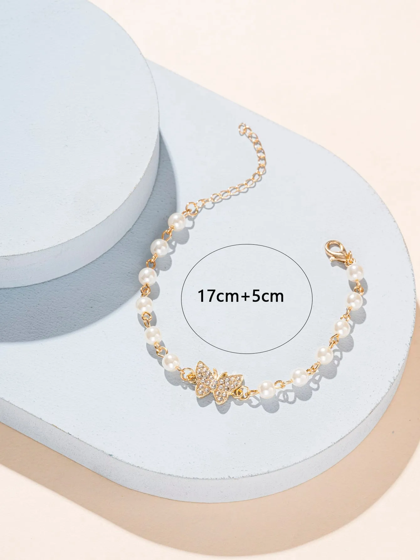 Rhinestone Butterfly & Faux Pearl Decor Bracelet Women Bracelet Stackable