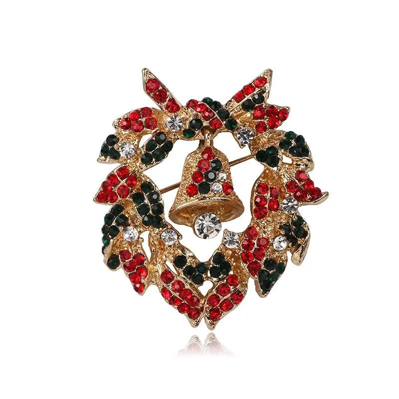 Rhinestone Embellished Holiday Galore Christmas Brooch Pins