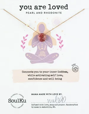 Rhodonite & Pearl Goddess Necklace for You Are Loved