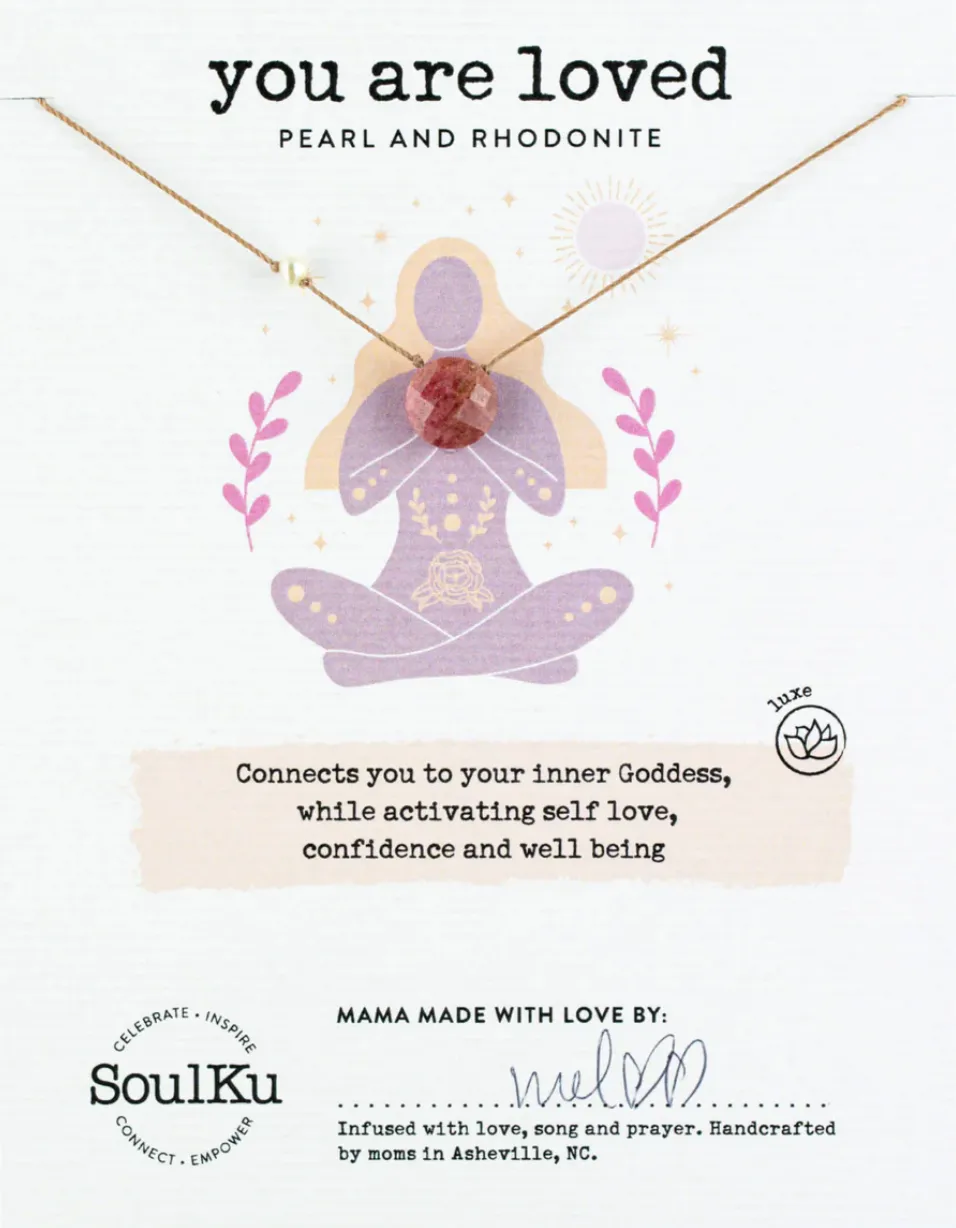 Rhodonite & Pearl Goddess Necklace for You Are Loved