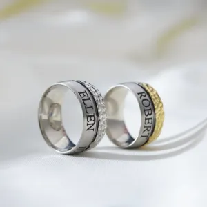 Roman Alphabet Wedding / Engagement Rings for Couple