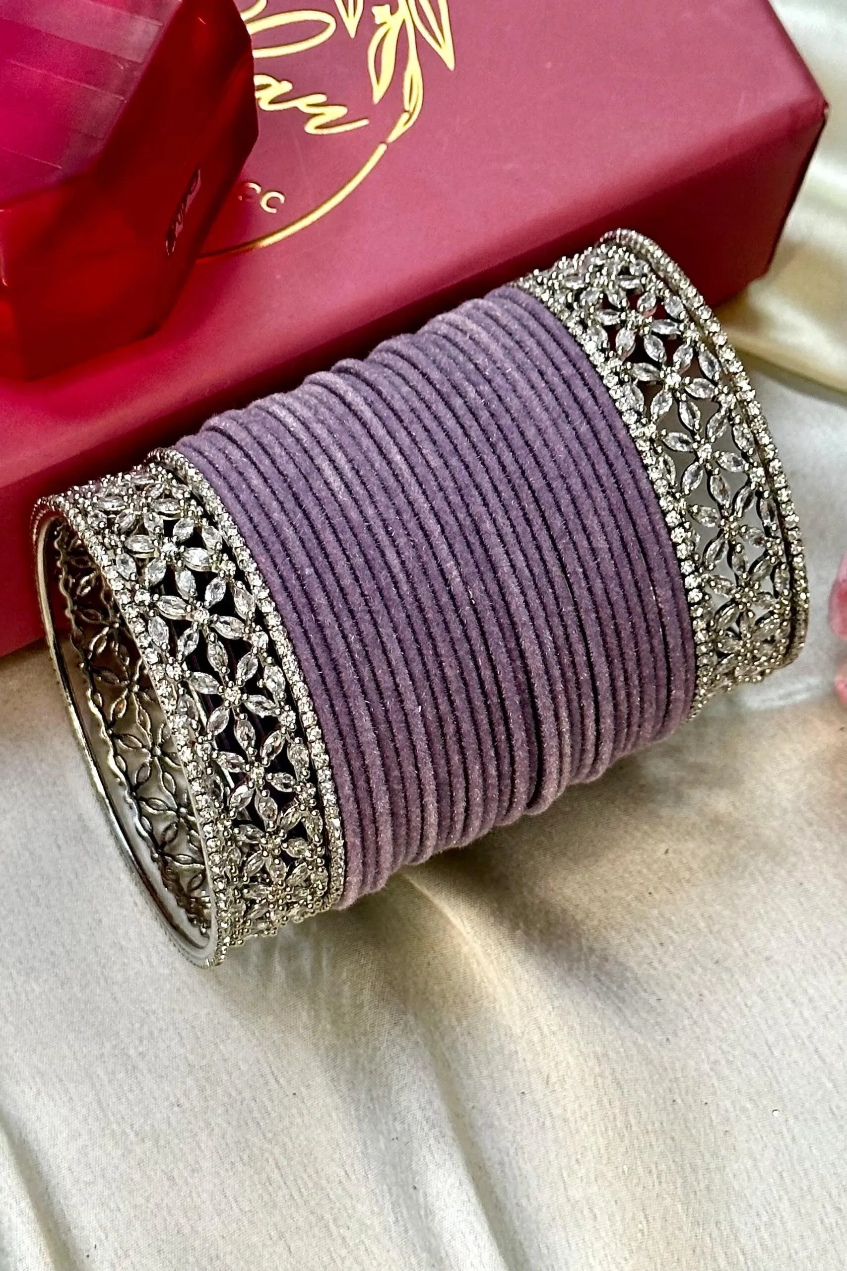 Rose Velvet Bridal Bangles Set, Wedding Bangles, Colorful Beautiful Fashion Bangles, Gold Lux Set, Special Festive Occasions, Eid