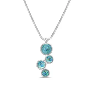 Round Opal Chain-Link Handmade Necklace in Silver