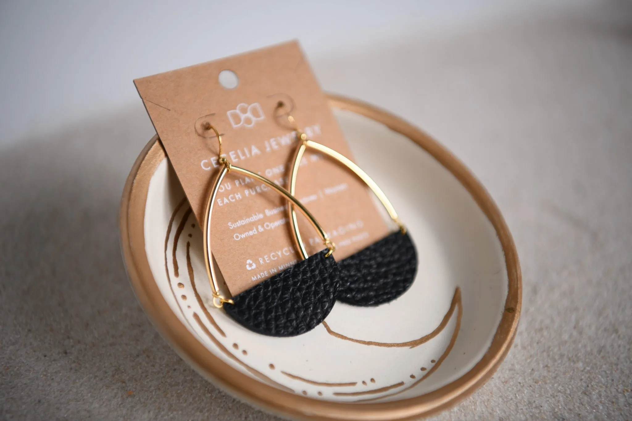 Saddle Sunrise Natural Leather Earrings