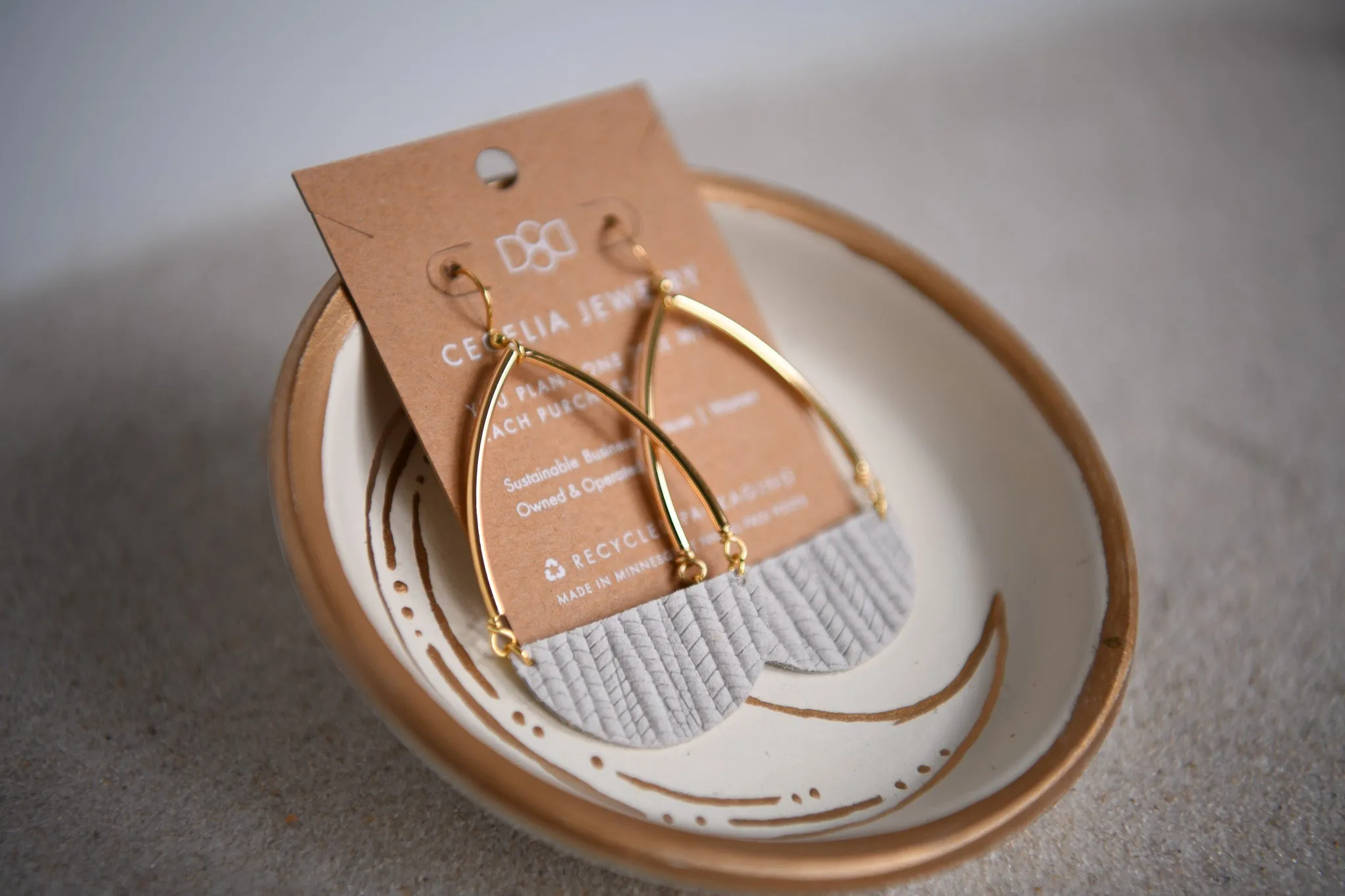 Saddle Sunrise Natural Leather Earrings