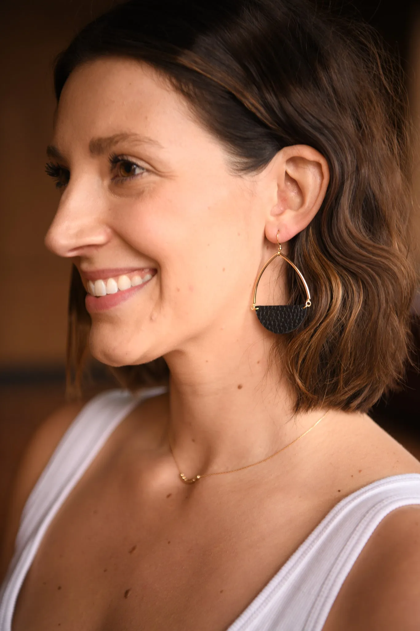 Saddle Sunrise Natural Leather Earrings