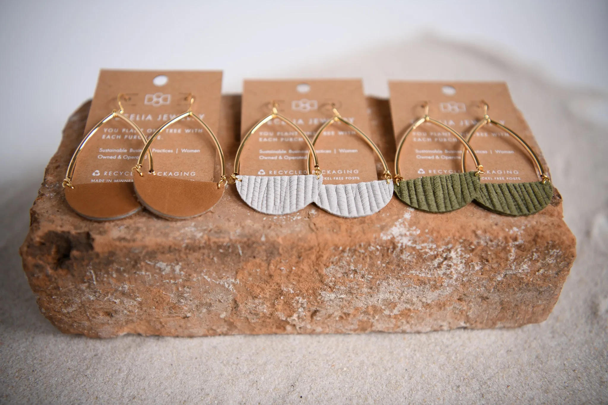 Saddle Sunrise Natural Leather Earrings