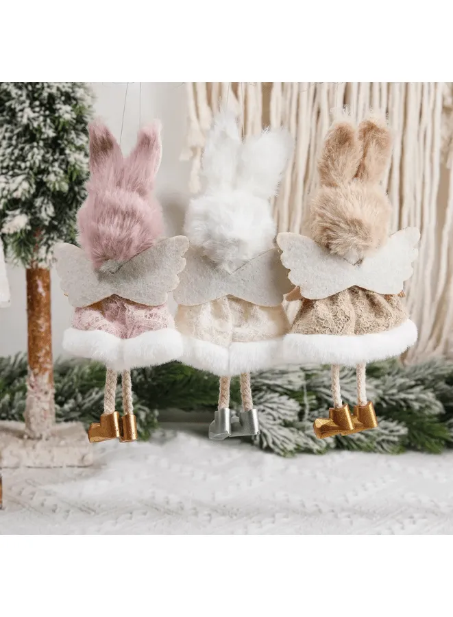 Set of 3 Christmas Angel Doll Pendants – 18 cm Hanging Plush Ornaments for Christmas Tree & New Year Decorations