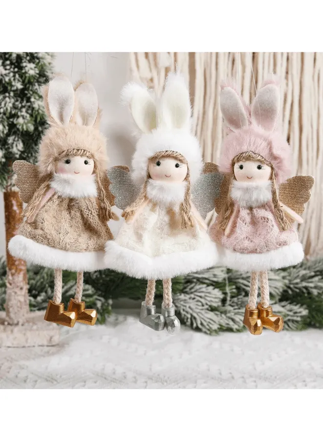 Set of 3 Christmas Angel Doll Pendants – 18 cm Hanging Plush Ornaments for Christmas Tree & New Year Decorations