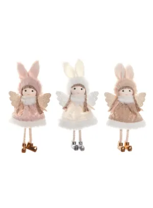 Set of 3 Christmas Angel Doll Pendants – 18 cm Hanging Plush Ornaments for Christmas Tree & New Year Decorations