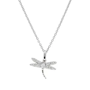 Silver Cubic Zirconia Dragonfly Necklace | Amen
