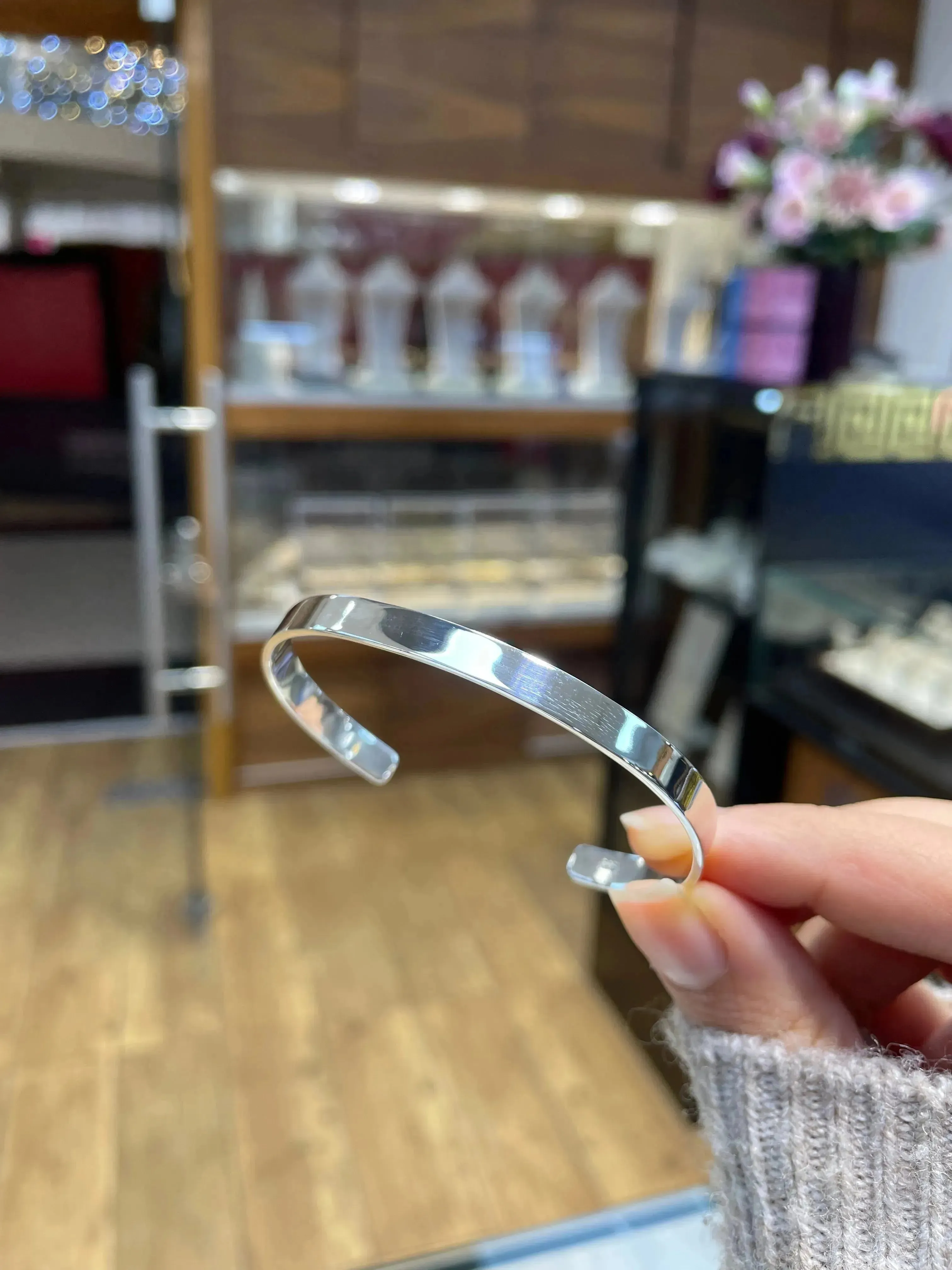 Silver Flat Plain Design Cuff Bangle For Ladies | Shop Online Sarraf Jewellers UK
