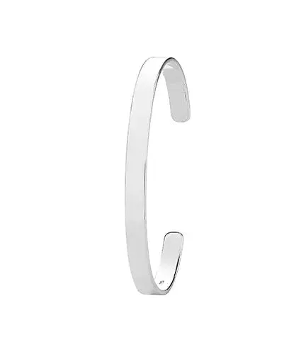 Silver Flat Plain Design Cuff Bangle For Ladies | Shop Online Sarraf Jewellers UK