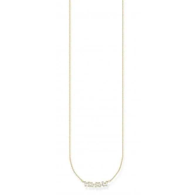 Silver Gold Plated Zirconia White Necklace KE2095-414-14-L45V