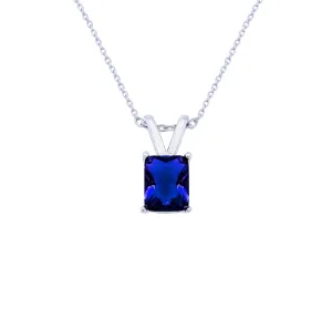 Silver Necklace Sterling 925 With Rectangular Blue Stone