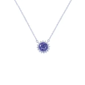 Silver Necklace With Light Blue Crystal