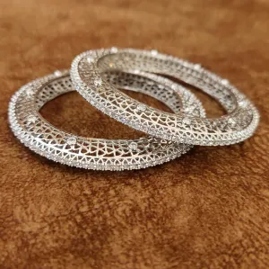 SILVER PLATED DIAMOND LOOK PACHELI BANGLES