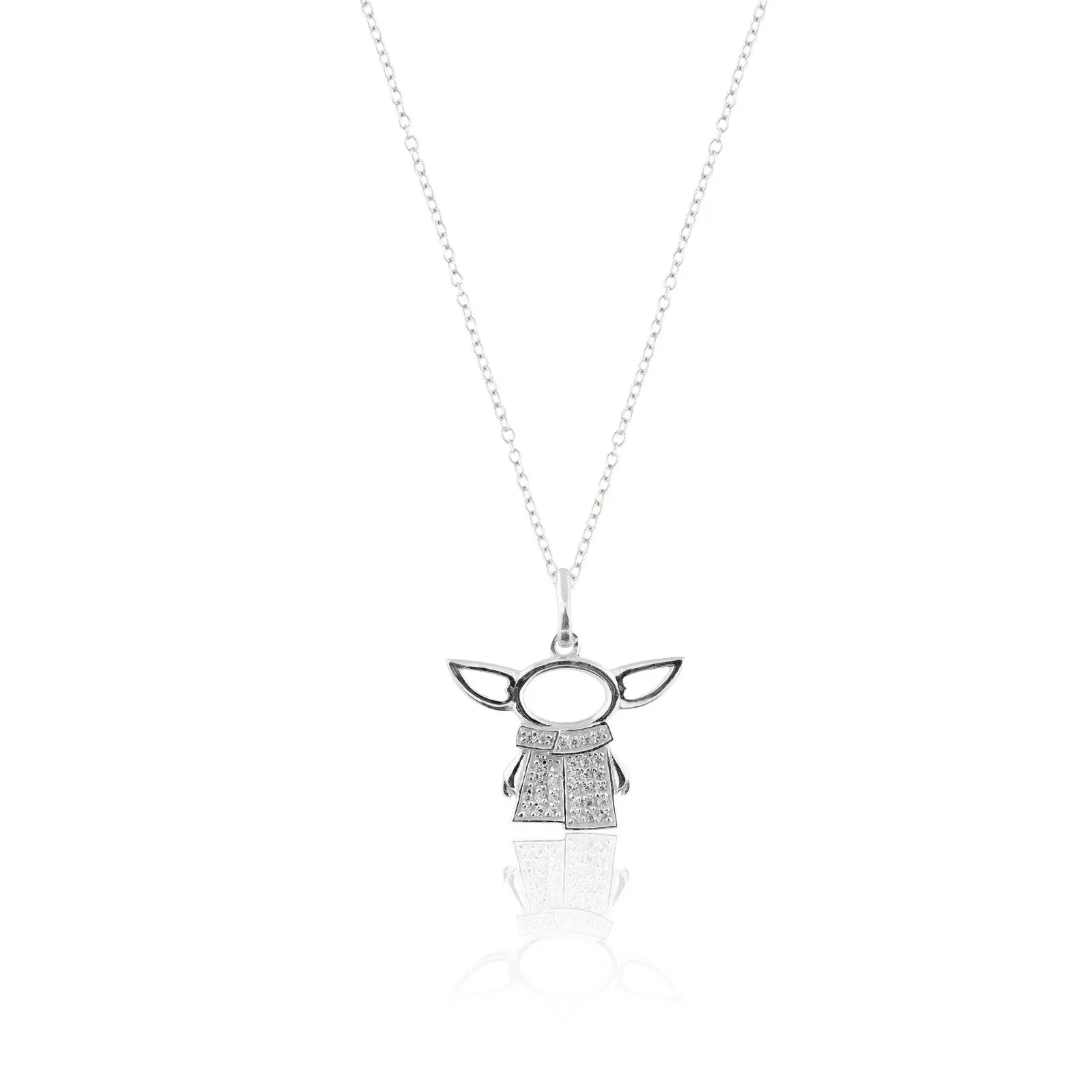 Silver Star Wars Baby Yoda Grogu Pendant