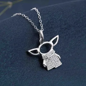 Silver Star Wars Baby Yoda Grogu Pendant