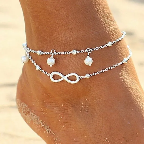 Simple Heart Anklets Female Barefoot Sandals Foot Jewelry Leg Anklet On Foot Ankle Bracelets For Women Bohemian Beach Leg Chain