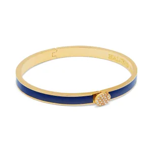 Skinny Pave Button Cobalt & Gold Bangle