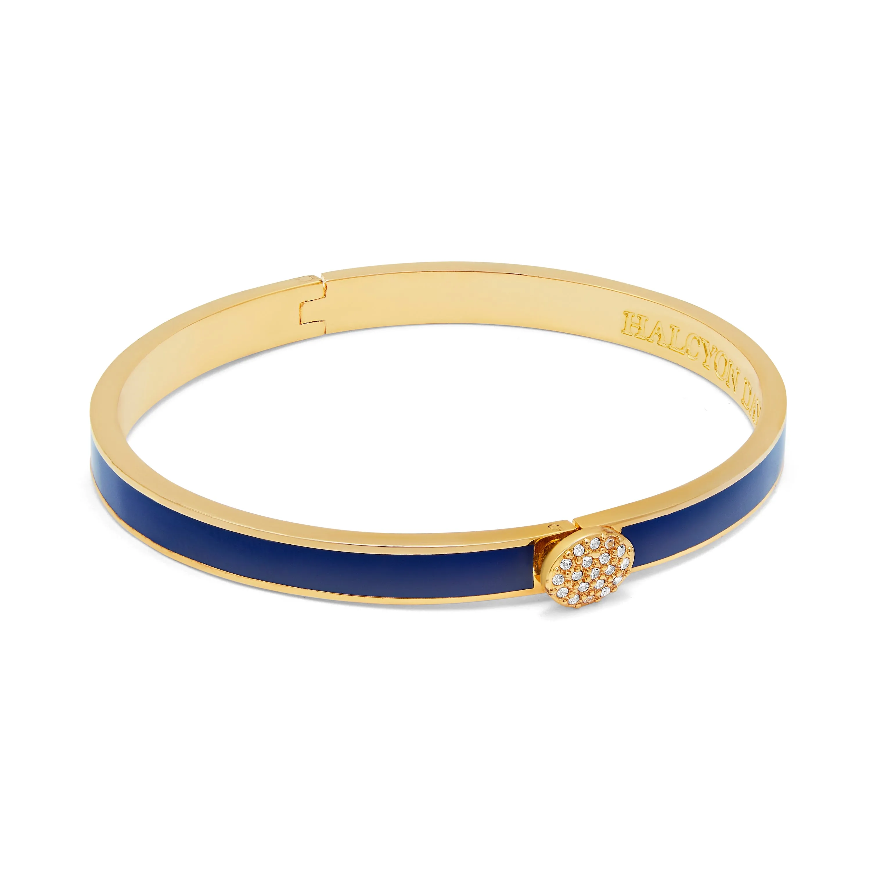 Skinny Pave Button Cobalt & Gold Bangle
