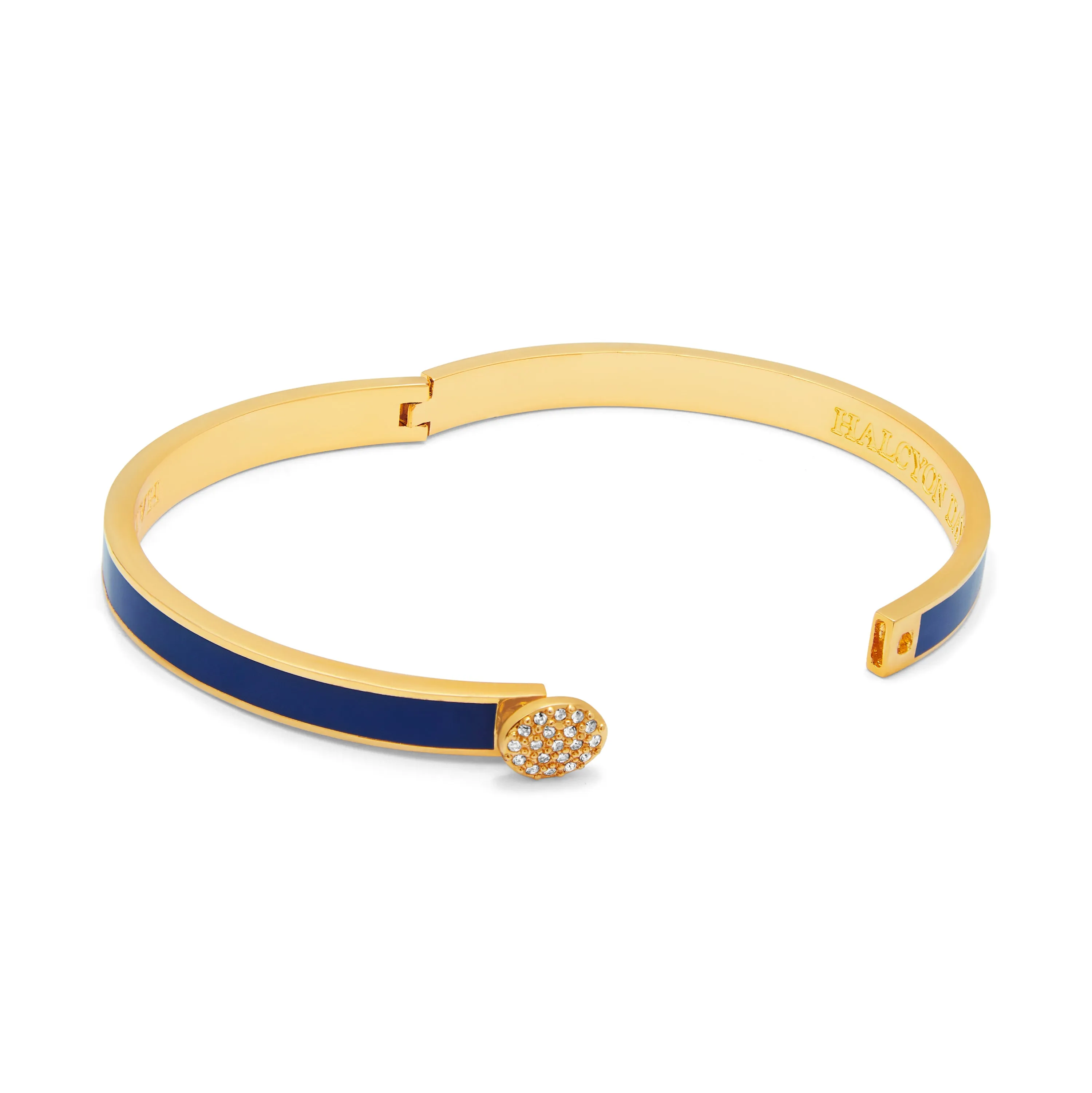 Skinny Pave Button Cobalt & Gold Bangle