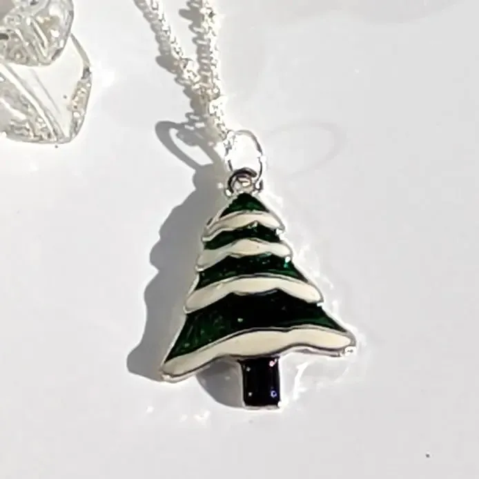 Snowy Christmas Tree Pendant/Charm