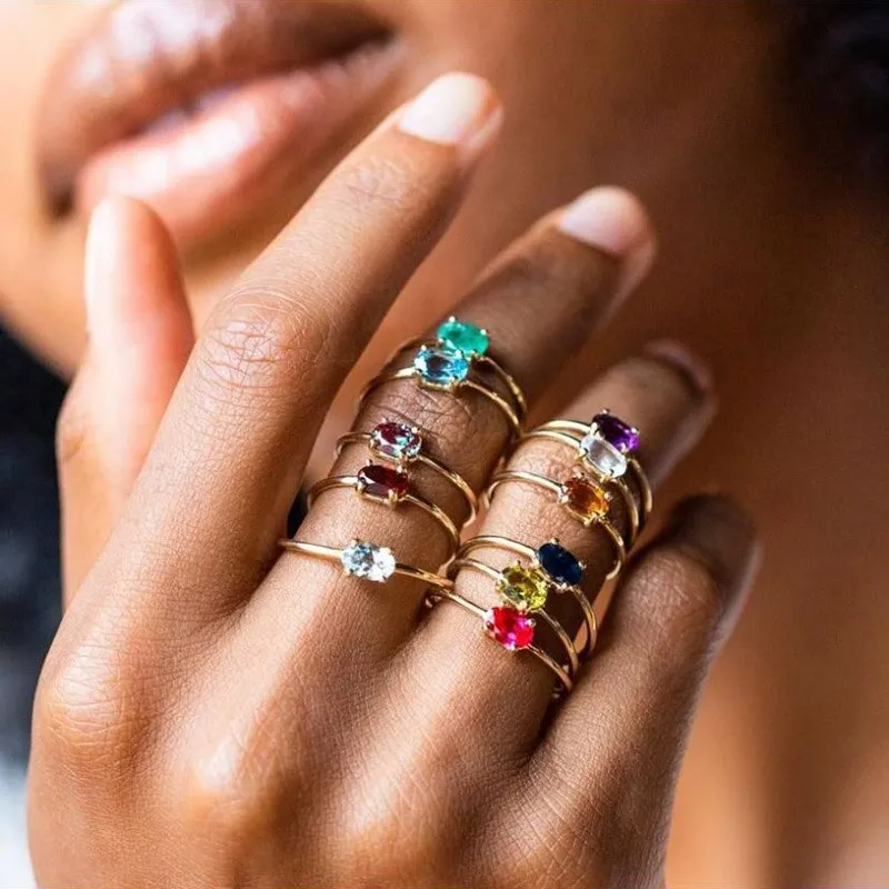 Stackable Minimalist Birthstone Rings